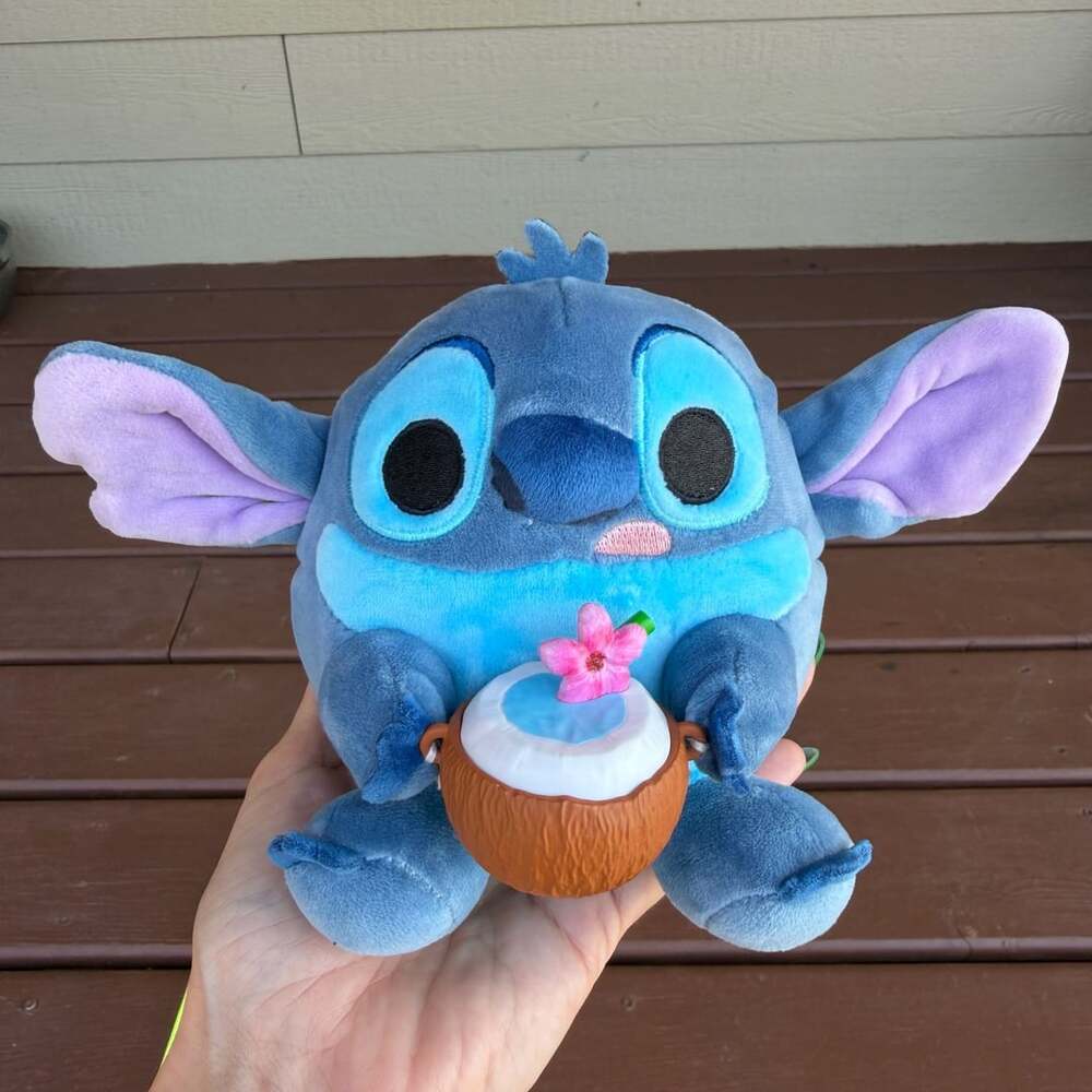 ZURU Disney Snackles Stitch Plush 5” holding Coconut Water Drink Lilo & Stitch